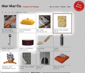 This image is the same page with some images swapped. When an images is selected (for instance the Danish Wool Blanket, highlighted with the red box ), the page changes to detailed information.